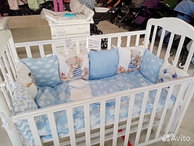 Комплект в кроватку 18 предметов Мишка Морячок