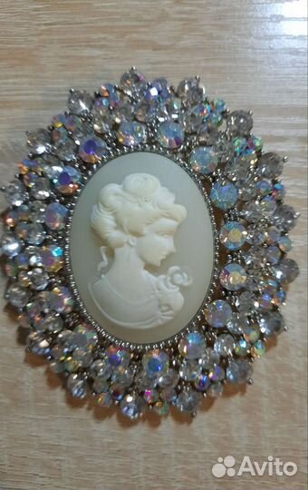 Винтажная бижутерия, брошь Камея