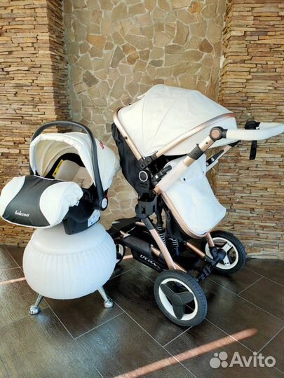 Коляска Белеко 2 в1и 3 в1 экокожа белая