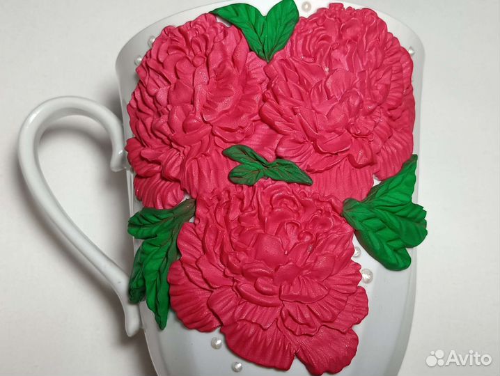 Кружка для чая с пионами