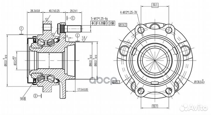 Ступица передняя в сборе LR infiniti FX45/35 03
