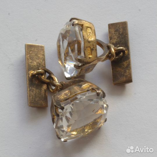Запонки серебро хрусталь СССР. 1
