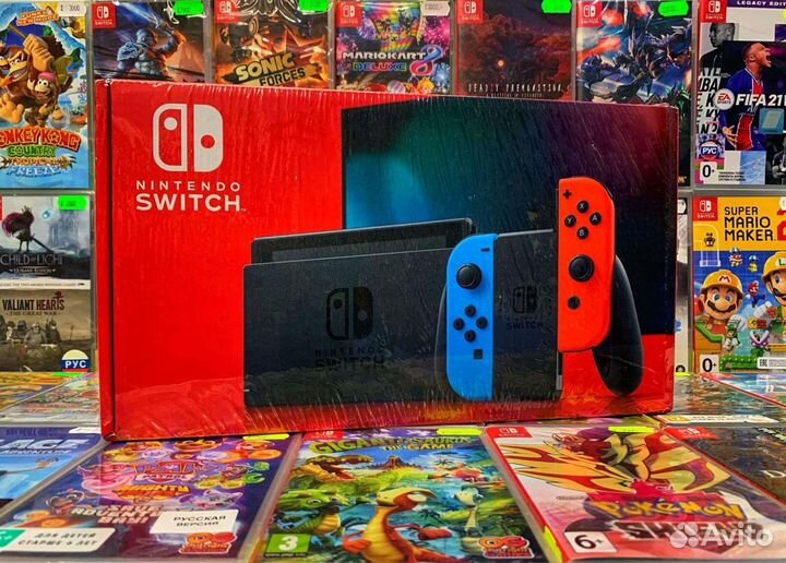 Nintendo Switch V.2 Красный/ Синий new