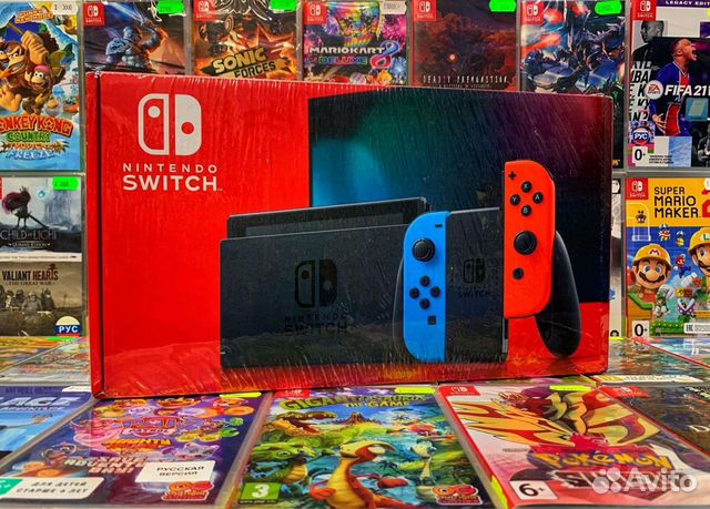 Nintendo Switch V.2 Красный/ Синий new