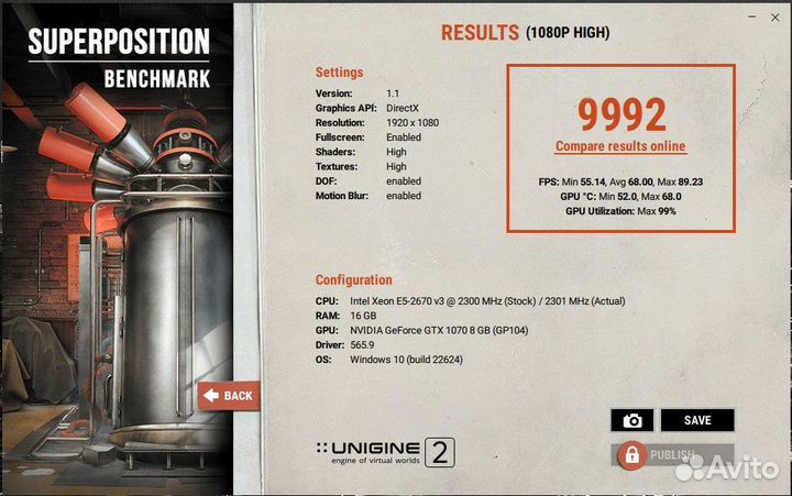 Видеокарта Palit 1070 8gb