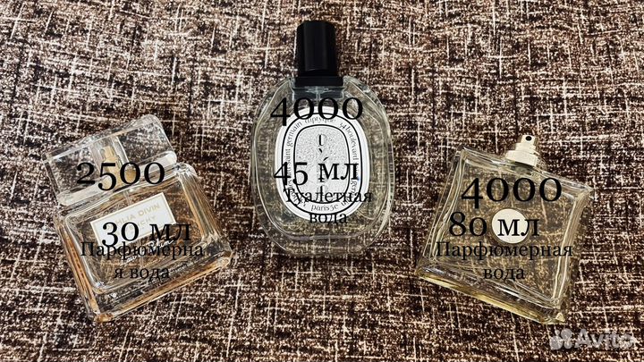 Тестеры парфюмерии начатые