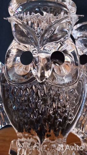 Сова хрустальная подсвечник 2 штуки