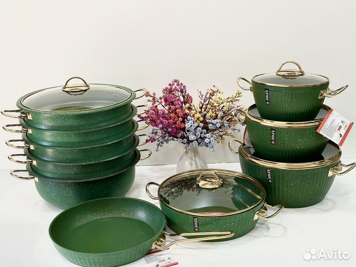 Набор Кастрюли Мантоварка Чайники Турция гранит