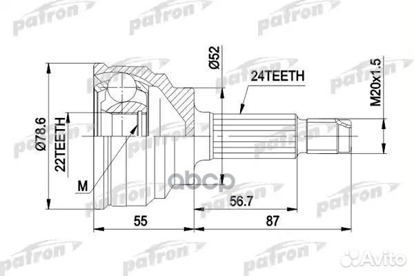 ШРУС наружн к-кт 24x52x22 mazda: 323 80-10/89