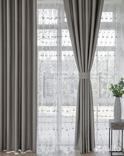 Комплект Шторы и Тюль Адора Хром+Мона