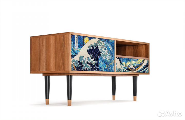 Тв-тумба T3 - Орех - The Great Wave off Kanagawa