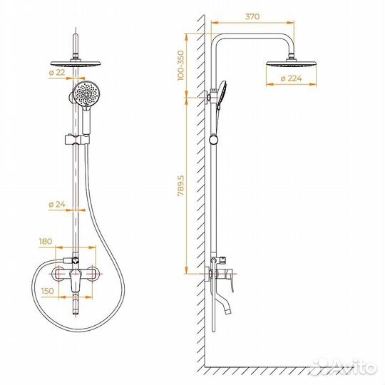 Душевая система RGW Shower Panels SP-25 59140125-01