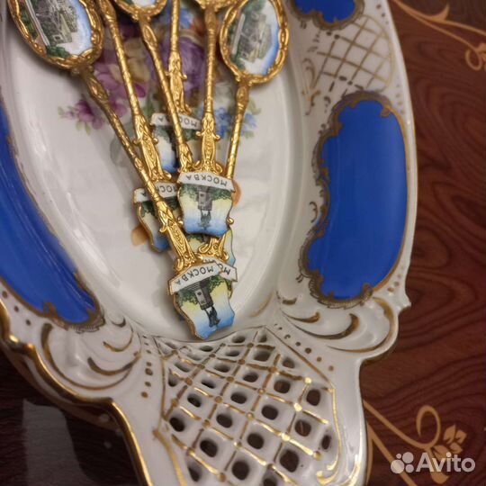 Антикварные чайные ложки с эмалью