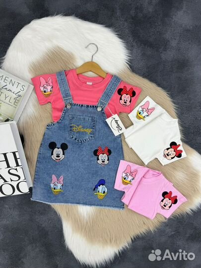 Комплетк футболка и джинсовый сарафан турция