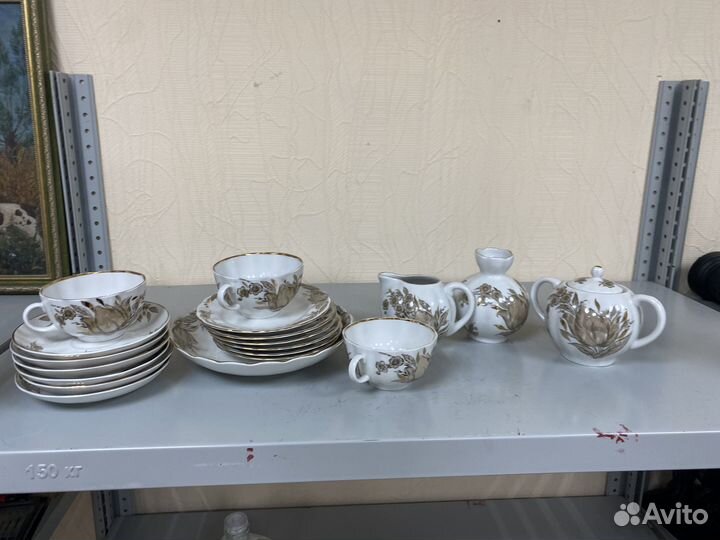 Фарфоровый сервиз лфз СССР блюдо чашка чайный