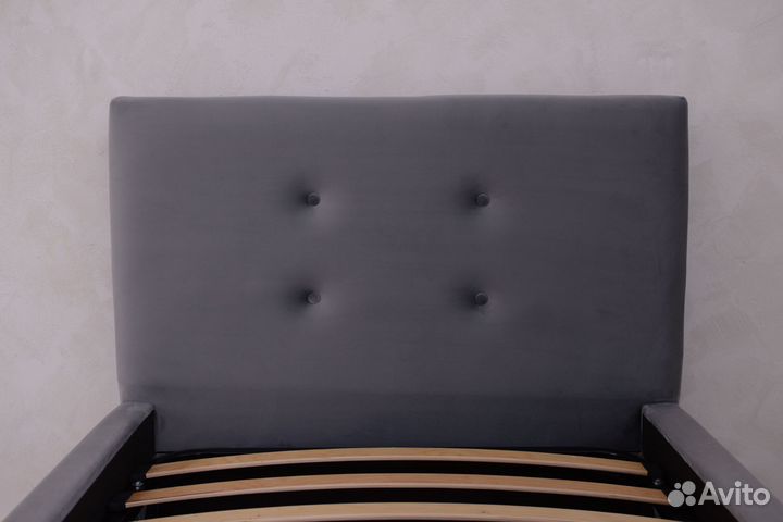 Кровать 80х200 в сером велюре Роза