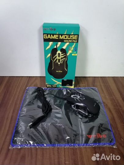 Набор: Мышь проводная Weibo WK-411 + Коврик