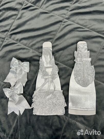 Набор свадебных украшений на бутылки и бокалы