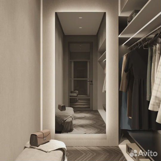 Зеркало парящее светящееся в коридор прихожую