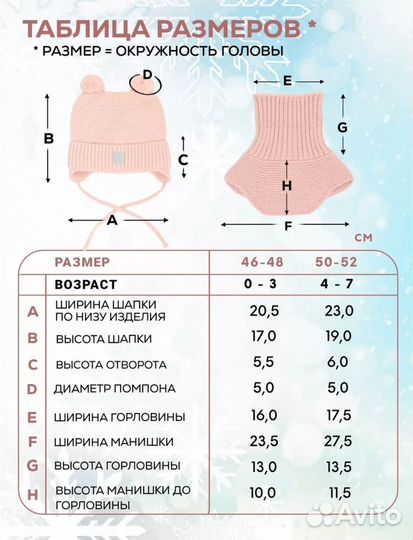 Комплект шапка и манишка детская зимняя