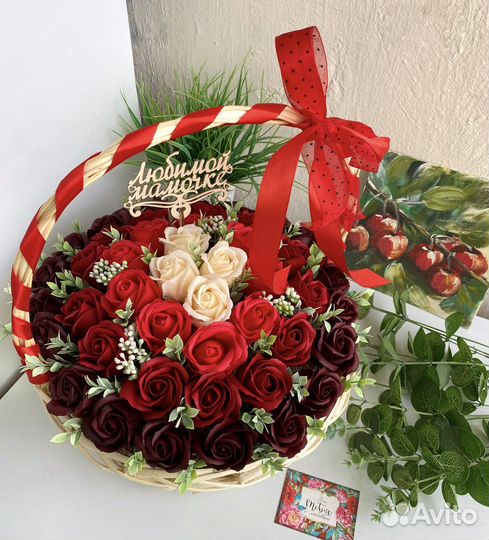 Корзины из мыльных роз