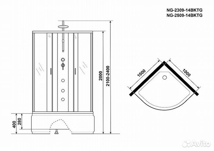 Душевая кабина Niagara Classic 100x100 NG-2309-14