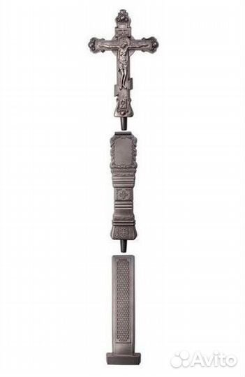 Крест могильный каменный с цветником