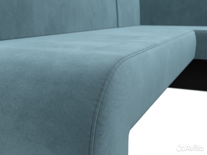 Диван кухонный угловой Кармен правый угол, велюр, бирюзовый