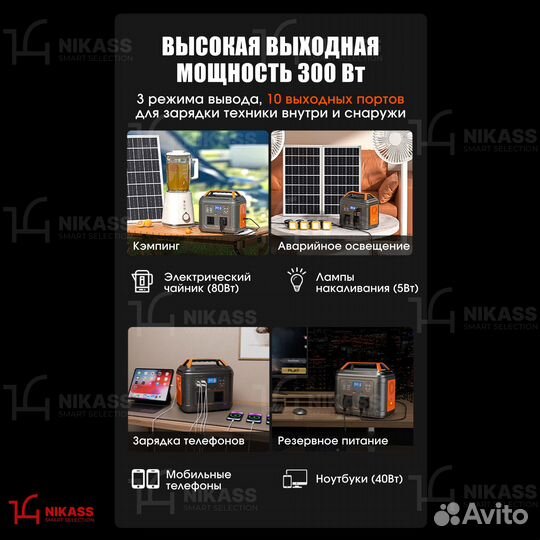 Комплект: зарядная станция 300W и солнечная панель