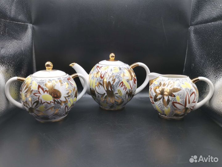 Сервиз чайный Золотые ромашки Фарфор лфз СССР
