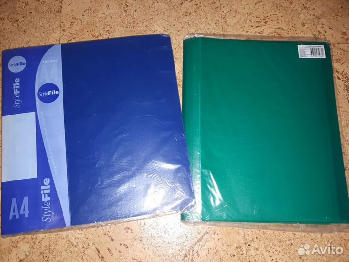 Новые канцелярские папки с файлами и без. Разные
