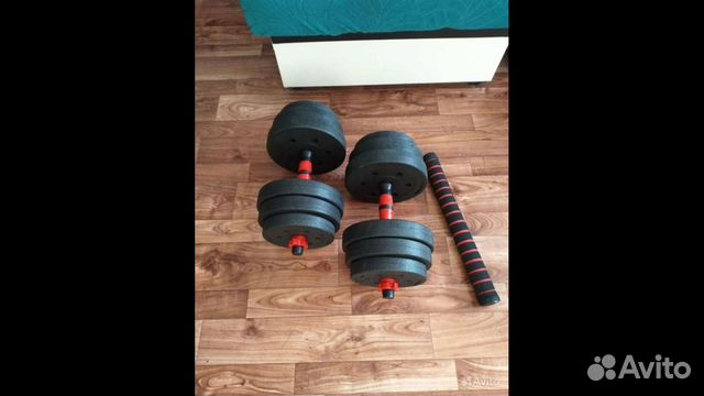 Набор разборных гантелей + гриф для штанги, 19 кг
