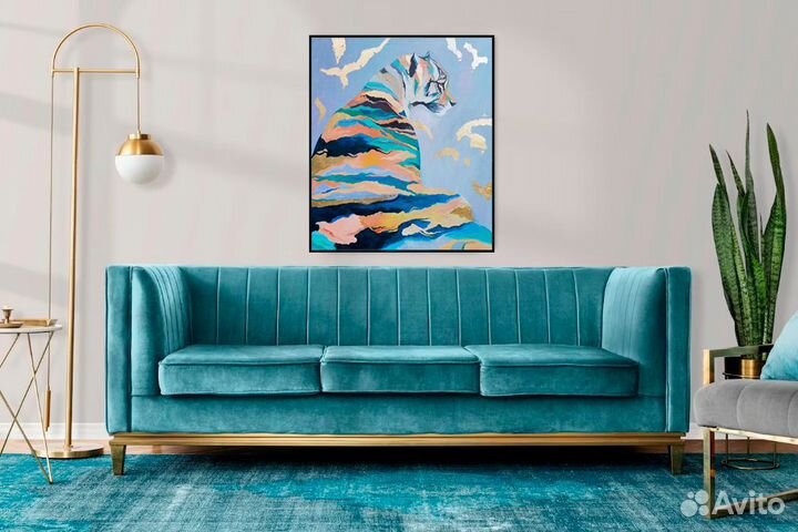 Картина маслом Тигр Абстракция с поталью в подарок