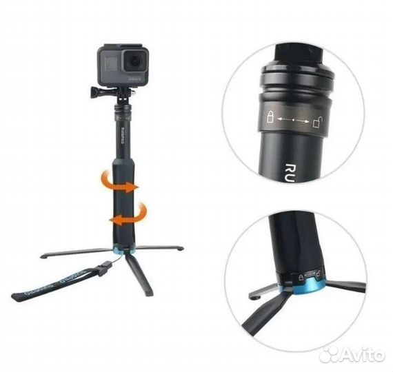 Штатив монопод RuiGpro с треногой для экшн камеры