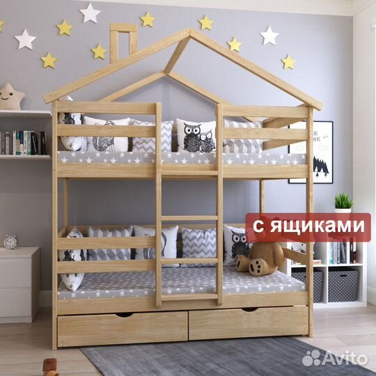 Двухъярусная кровать из березы