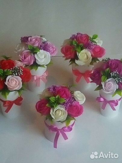 Букеты роз из мыла