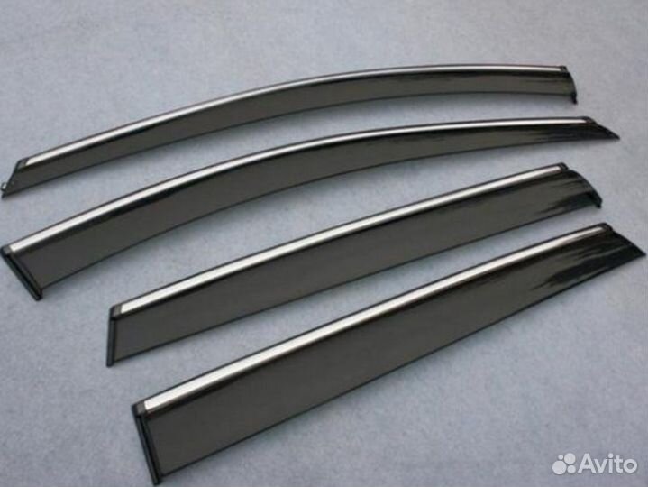 Ветровики VW Tiguan с хромированным молдингом