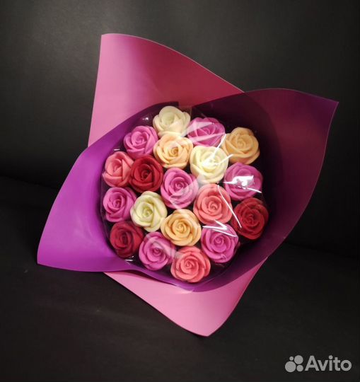 Розы из Белого Шоколада - 19 шт в Букете