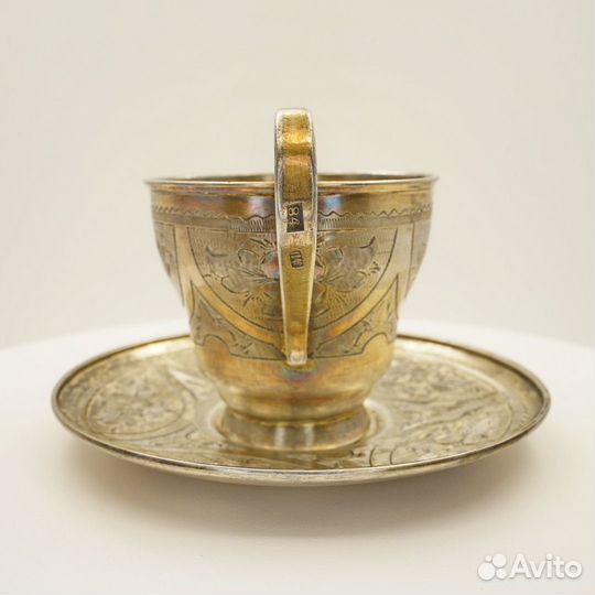 1873г. Элегантная кофейная пара. Серебро 84