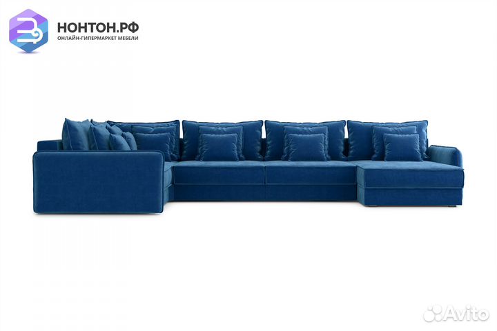 Диван п-образный тик-так Антей темно-синий