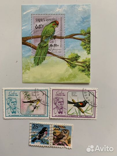 Набор марок птицы 19 шт. серии и разные