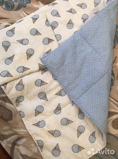 Одеялко с подушечкой в коляску