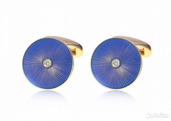 Золотые запонки Faberge с бриллиантами 0.15 ct