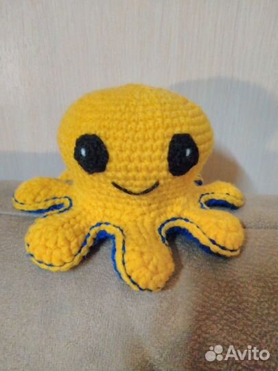 Мягкая, вязаная игрушка перевертыш «Осминог»