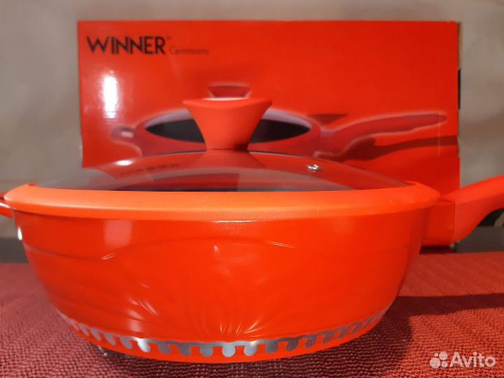 Сотейник RED princess с мрам. покр. Winner 28 см