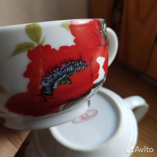 Чайник с чашкой маки, термос СССР колба