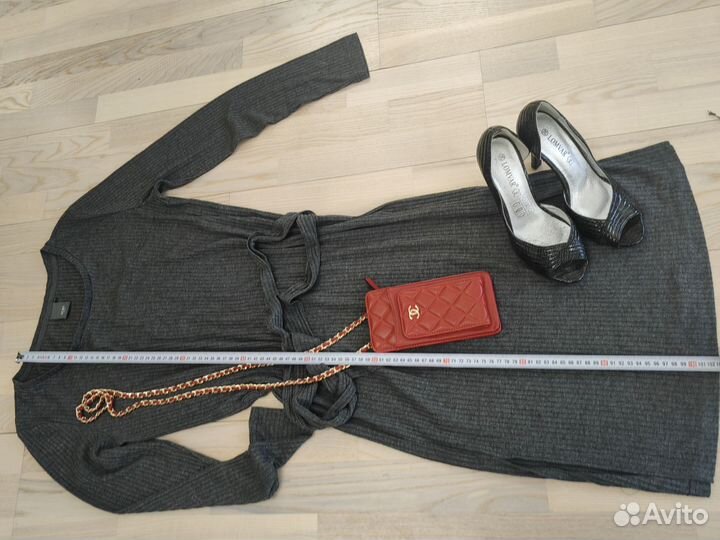 Платье трикотажное серое Ichi р. M