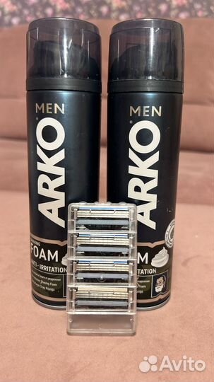 Сменные кассеты Gillette mach3 и пена для бритья