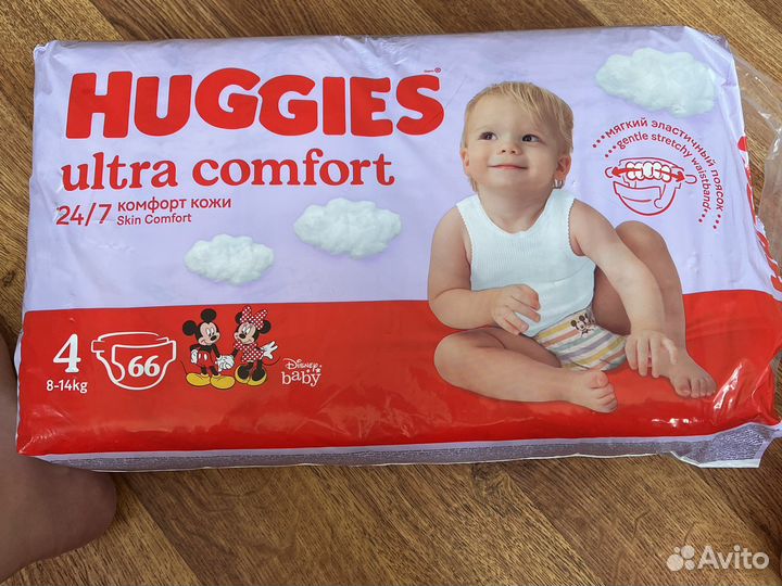 Huggies ultra comfort 4 (8-14кг) 66 штук