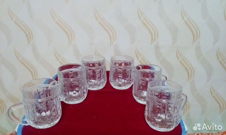 Новые хрустальные бокалы с ручкой СССР 150 мл